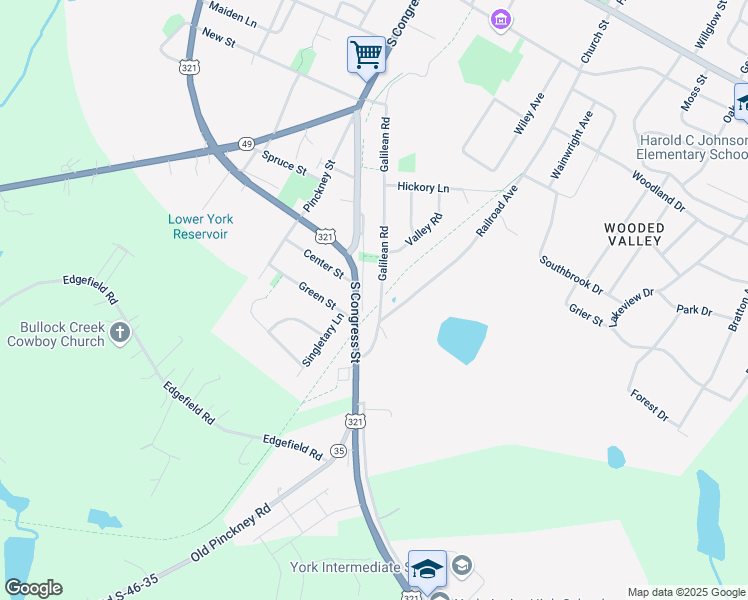 map of restaurants, bars, coffee shops, grocery stores, and more near 607 Marvin Circle in York