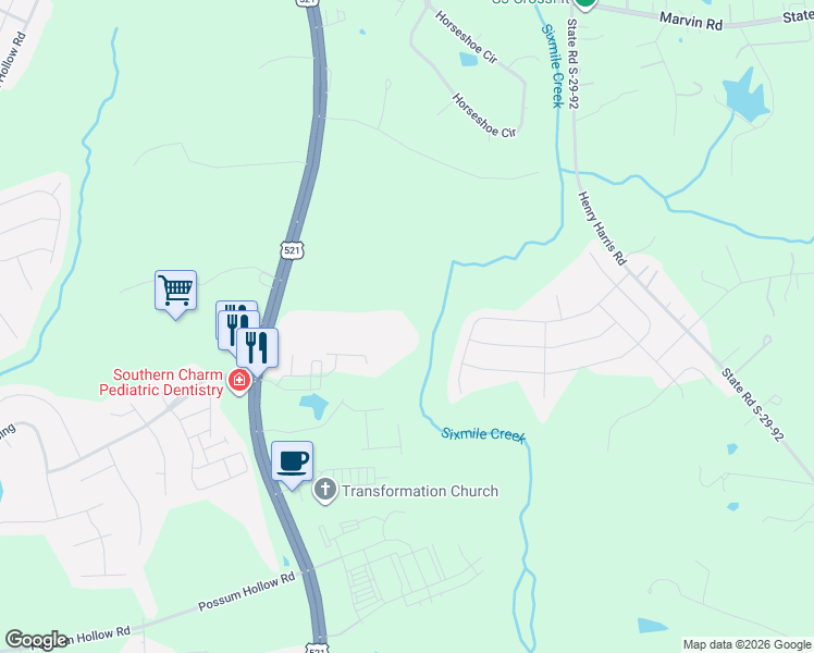 map of restaurants, bars, coffee shops, grocery stores, and more near 8051 Kennet Lane in Indian Land