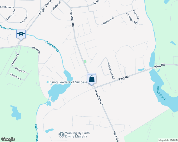map of restaurants, bars, coffee shops, grocery stores, and more near 279 Deep Creek Lane in Fayetteville