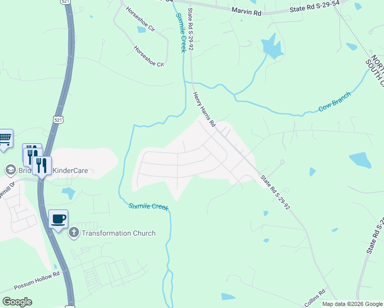 map of restaurants, bars, coffee shops, grocery stores, and more near 1069 Ansley Park Drive in Indian Land