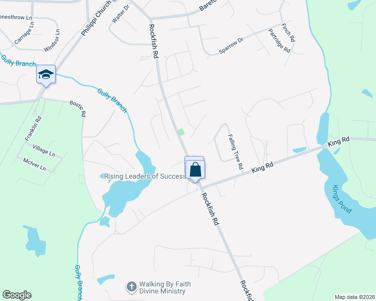 map of restaurants, bars, coffee shops, grocery stores, and more near 279 Deep Creek Lane in Fayetteville