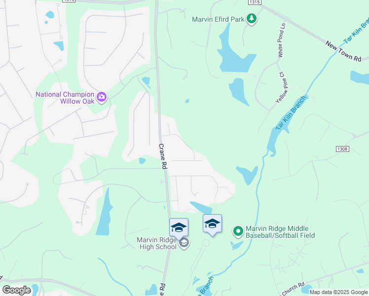 map of restaurants, bars, coffee shops, grocery stores, and more near 9109 Spratt Lane in Waxhaw