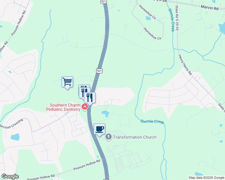 map of restaurants, bars, coffee shops, grocery stores, and more near 6031 Leek Court in Indian Land