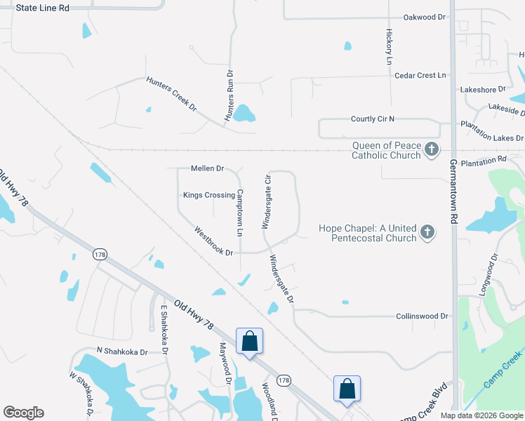 map of restaurants, bars, coffee shops, grocery stores, and more near 7887 Windersgate Circle in Olive Branch