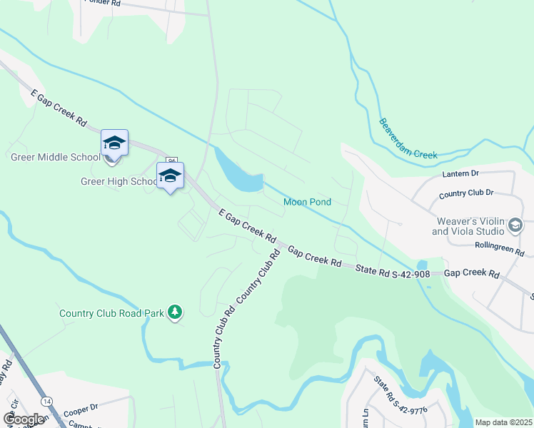 map of restaurants, bars, coffee shops, grocery stores, and more near 2949 Gap Creek Road in Greer