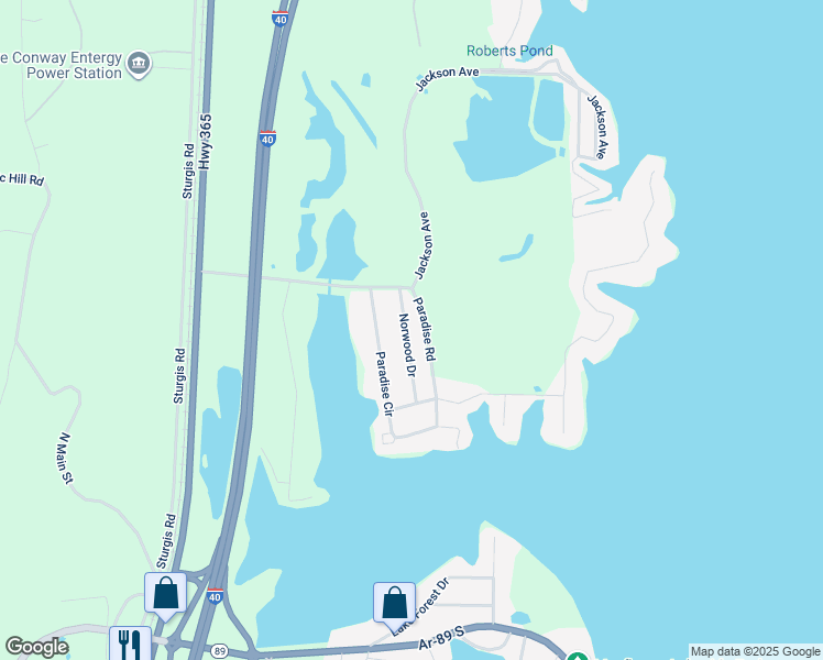 map of restaurants, bars, coffee shops, grocery stores, and more near 78 Paradise Road in Mayflower