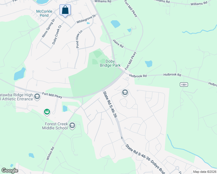 map of restaurants, bars, coffee shops, grocery stores, and more near 1500 Fort Mill Parkway in Fort Mill