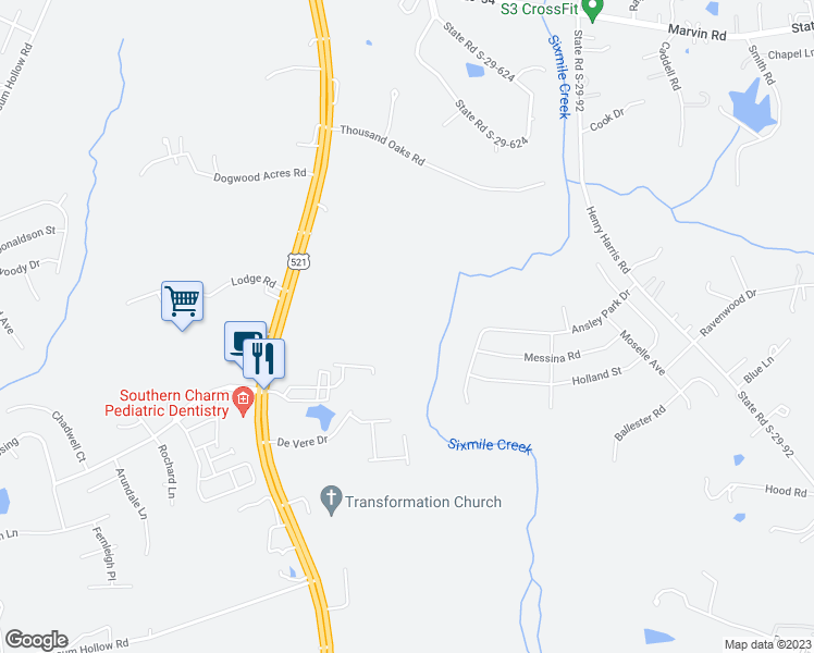 map of restaurants, bars, coffee shops, grocery stores, and more near 8053 Kennet Lane in Indian Land