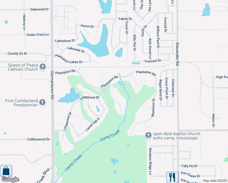 map of restaurants, bars, coffee shops, grocery stores, and more near 8332 Brierfield Cove in Olive Branch