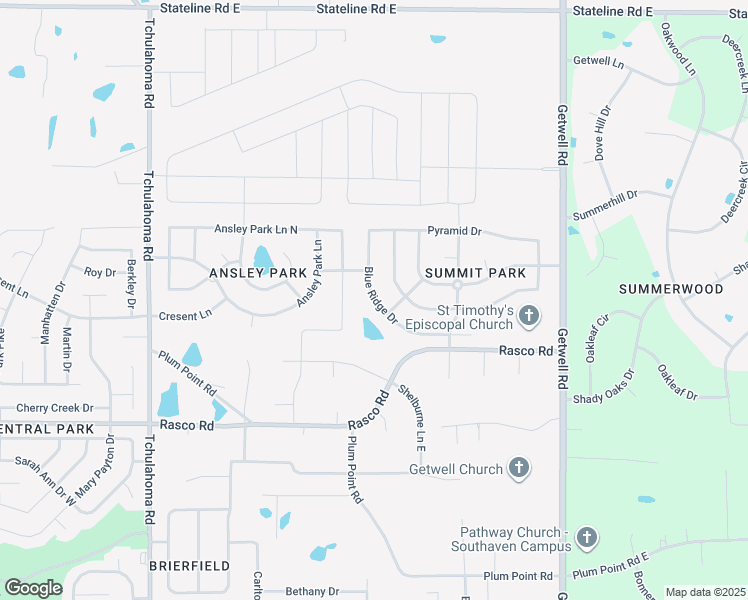 map of restaurants, bars, coffee shops, grocery stores, and more near 8288 Blue Ridge Drive in Southaven