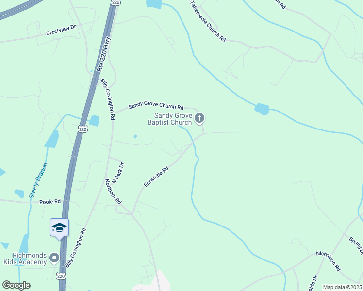 map of restaurants, bars, coffee shops, grocery stores, and more near 181 Entwistle Road in Rockingham