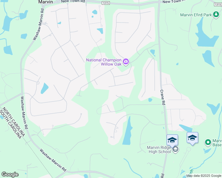 map of restaurants, bars, coffee shops, grocery stores, and more near 9905 Tompkins Lane in Waxhaw