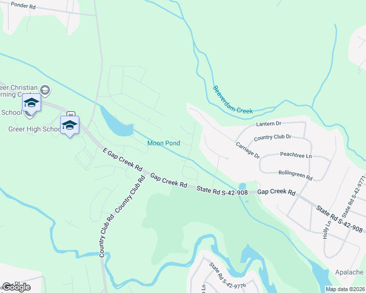 map of restaurants, bars, coffee shops, grocery stores, and more near 2308 East Gap Creek Road in Greer