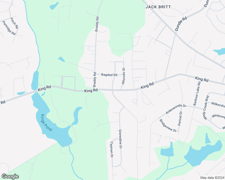 map of restaurants, bars, coffee shops, grocery stores, and more near King Road in Fayetteville