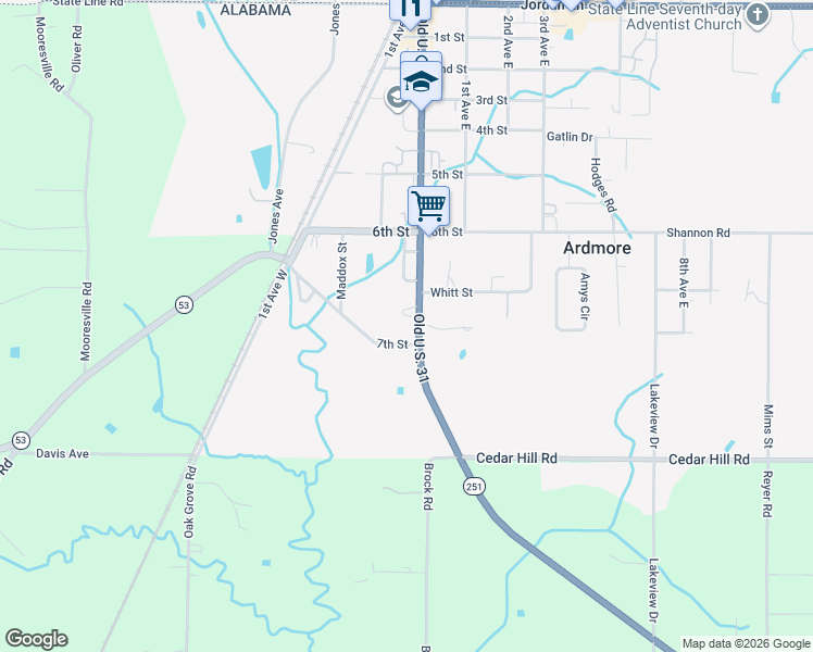map of restaurants, bars, coffee shops, grocery stores, and more near 29825 Ardmore Avenue in Ardmore