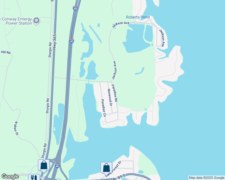 map of restaurants, bars, coffee shops, grocery stores, and more near 78 Paradise Road in Mayflower