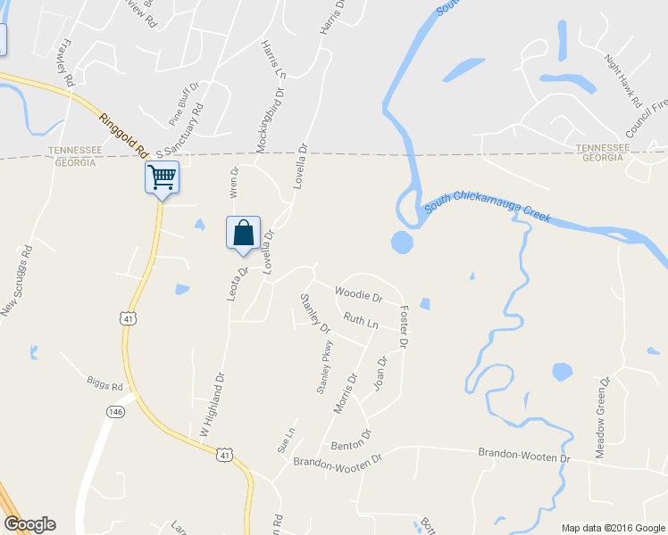 map of restaurants, bars, coffee shops, grocery stores, and more near 512 Foster Drive in Ringgold