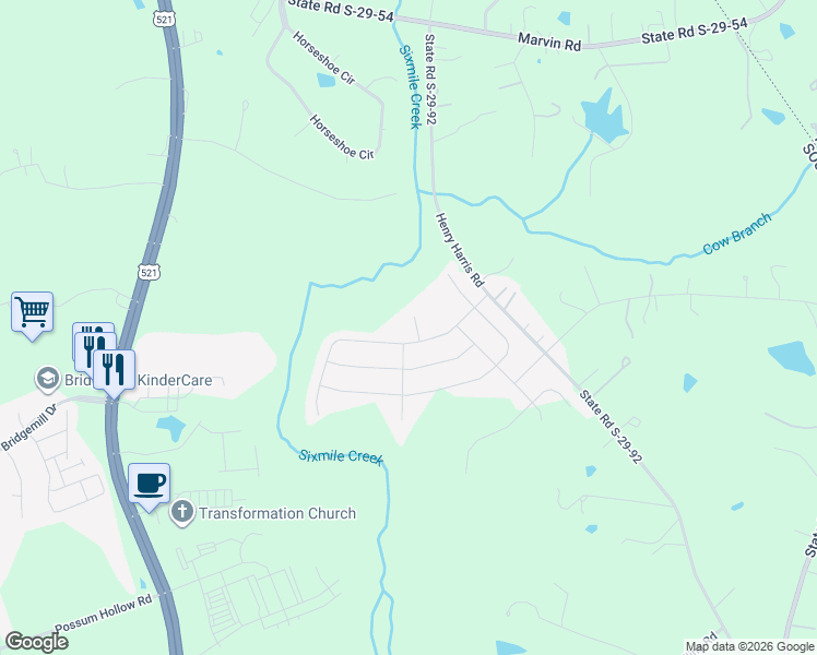 map of restaurants, bars, coffee shops, grocery stores, and more near 1069 Ansley Park Drive in Indian Land
