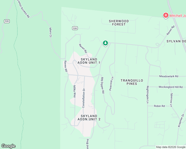 map of restaurants, bars, coffee shops, grocery stores, and more near 23 Big Dipper Road in Tijeras