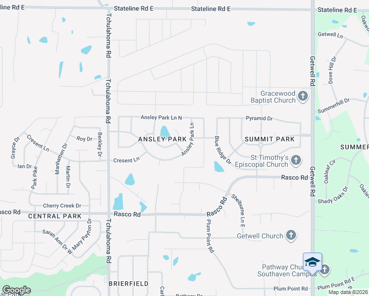 map of restaurants, bars, coffee shops, grocery stores, and more near 8363 Ansley Park Lane in Southaven