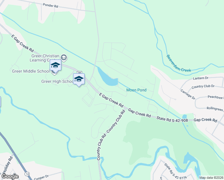 map of restaurants, bars, coffee shops, grocery stores, and more near 2951 East Gap Creek Road in Greer