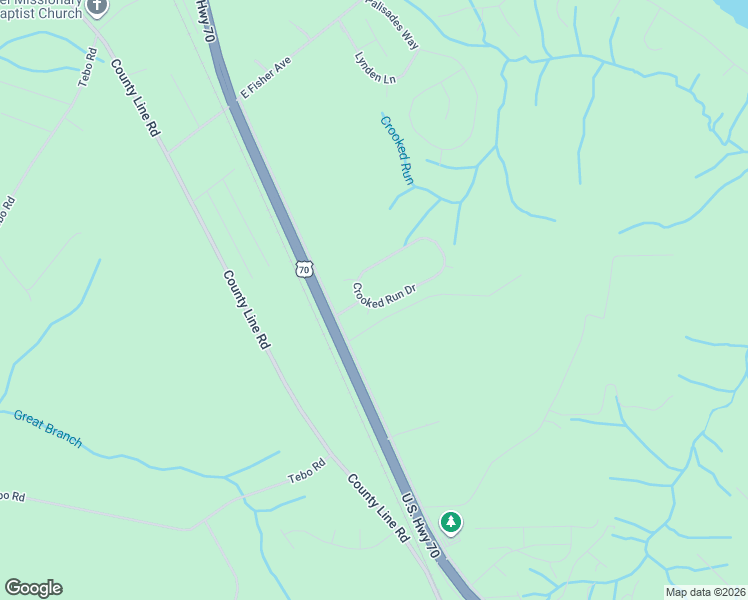 map of restaurants, bars, coffee shops, grocery stores, and more near 104 Crooked Run Drive in New Bern