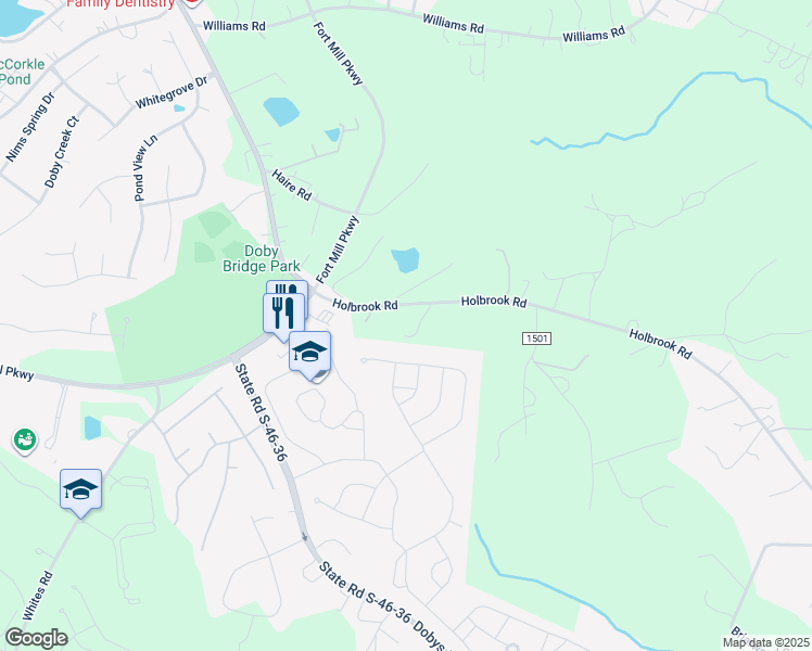 map of restaurants, bars, coffee shops, grocery stores, and more near 2031 Holbrook Road in Fort Mill