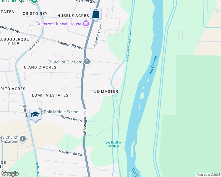 map of restaurants, bars, coffee shops, grocery stores, and more near 2016 Le Avenue Southwest in Albuquerque