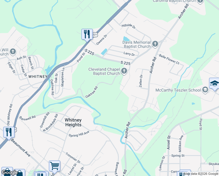 map of restaurants, bars, coffee shops, grocery stores, and more near 320 Tharon Drive in Spartanburg