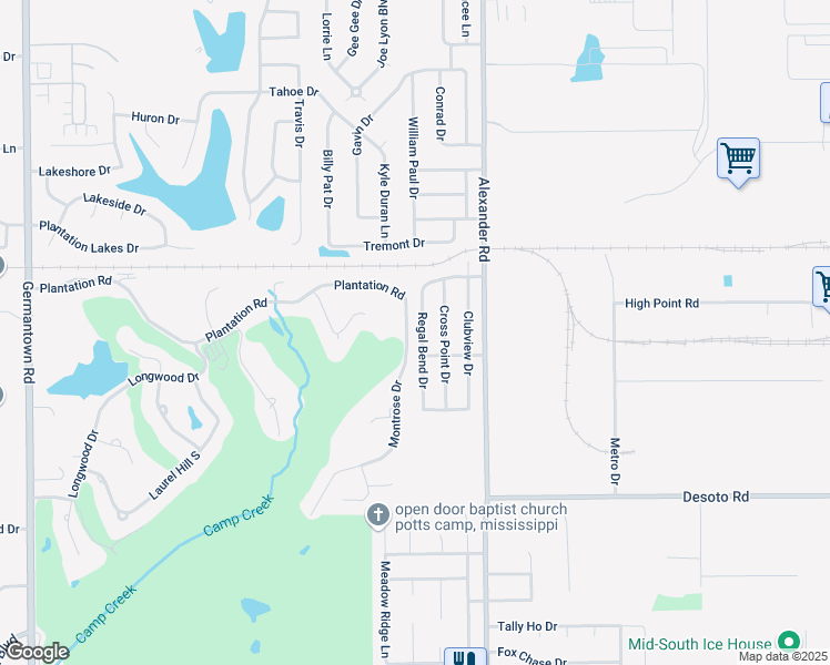 map of restaurants, bars, coffee shops, grocery stores, and more near 8385 Regal Bend Drive in Olive Branch