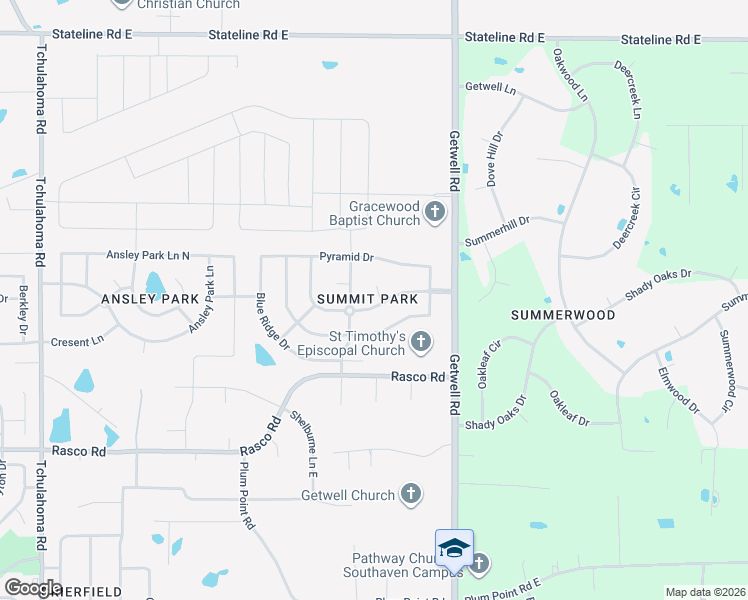 map of restaurants, bars, coffee shops, grocery stores, and more near 2724 Olivia Cove in Southaven