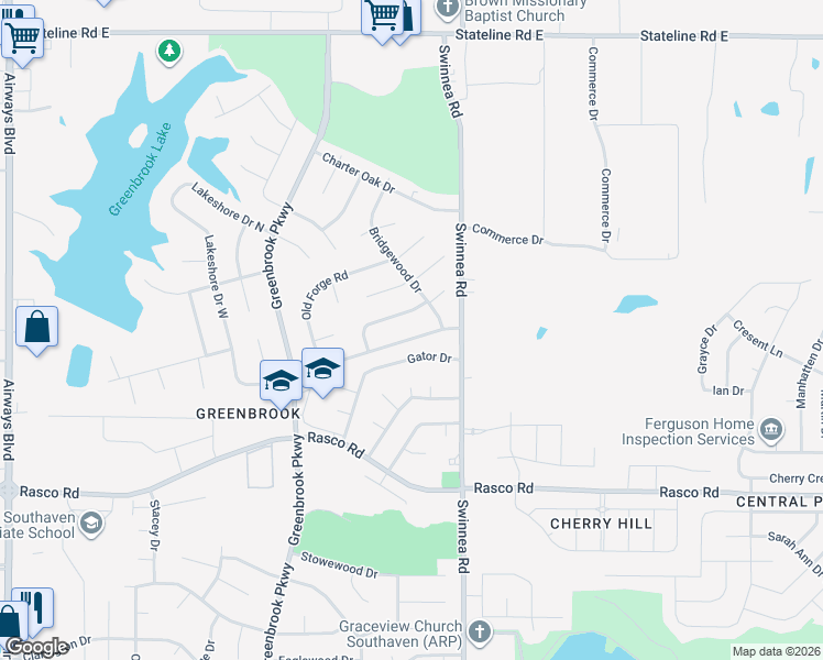 map of restaurants, bars, coffee shops, grocery stores, and more near 864 Hackberry Drive in Southaven