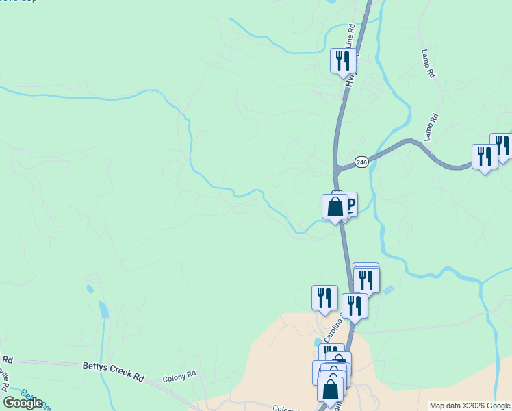 map of restaurants, bars, coffee shops, grocery stores, and more near Ledford Road in Dillard