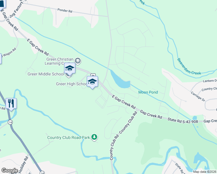 map of restaurants, bars, coffee shops, grocery stores, and more near 35 Sunriff CT in Greer