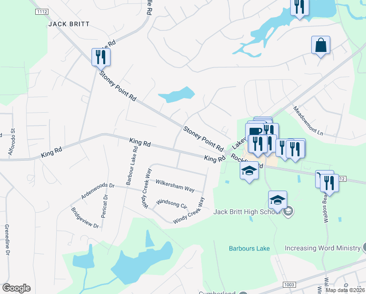 map of restaurants, bars, coffee shops, grocery stores, and more near 7179 Stoney Point Road in Fayetteville
