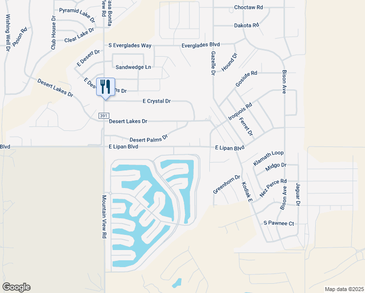 map of restaurants, bars, coffee shops, grocery stores, and more near 2133 Lipan Bay in Fort Mohave