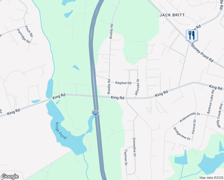 map of restaurants, bars, coffee shops, grocery stores, and more near 3561 Braddy Road in Fayetteville