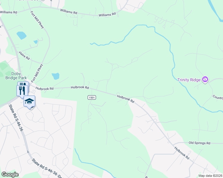 map of restaurants, bars, coffee shops, grocery stores, and more near 2226 Holbrook Road in Fort Mill