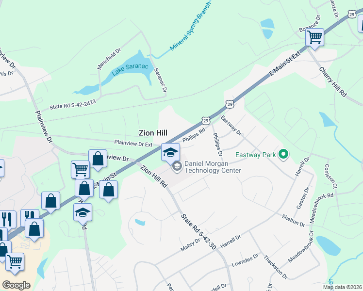 map of restaurants, bars, coffee shops, grocery stores, and more near 2901 East Main Street Extension in Spartanburg