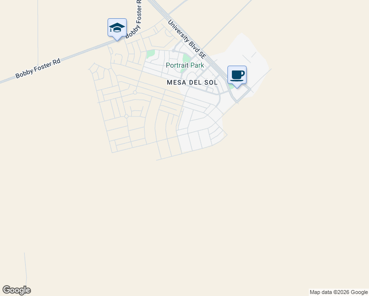 map of restaurants, bars, coffee shops, grocery stores, and more near 6104 Strand Loop Southeast in Albuquerque