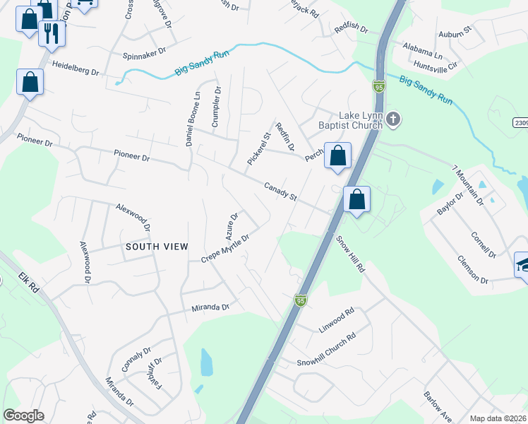 map of restaurants, bars, coffee shops, grocery stores, and more near 5829 Crepe Myrtle Drive in Hope Mills