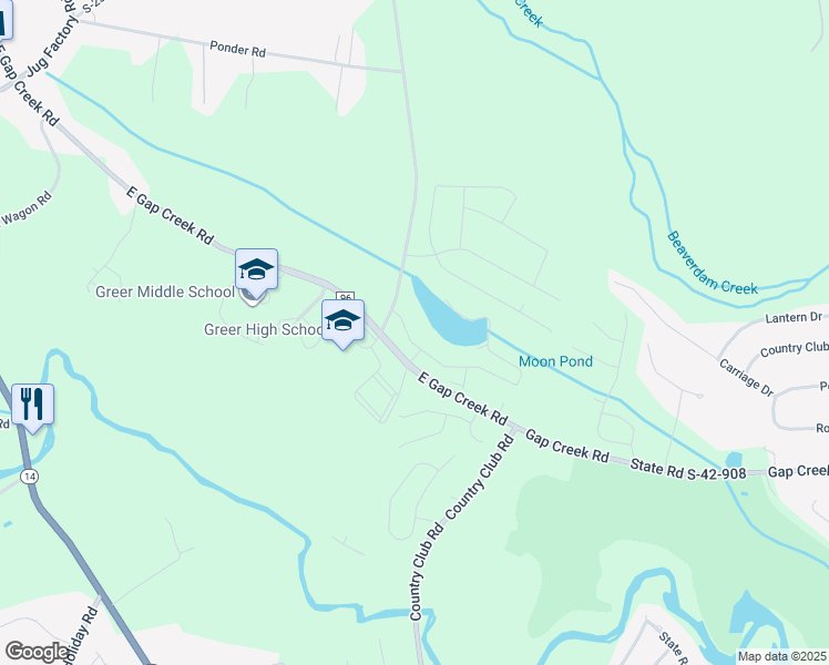 map of restaurants, bars, coffee shops, grocery stores, and more near 23 Sunriff CT in Greer