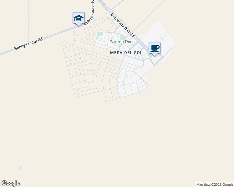 map of restaurants, bars, coffee shops, grocery stores, and more near 6104 Strand Loop Southeast in Albuquerque