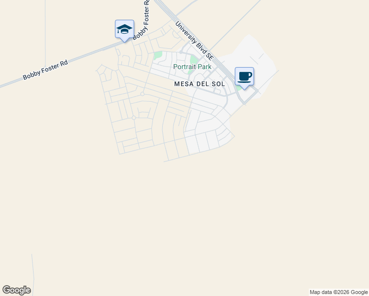 map of restaurants, bars, coffee shops, grocery stores, and more near 6104 Strand Loop Southeast in Albuquerque