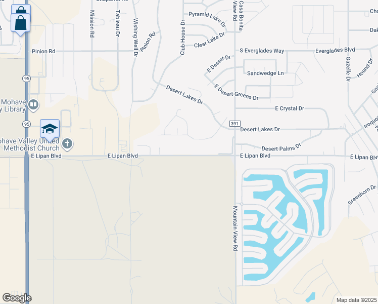 map of restaurants, bars, coffee shops, grocery stores, and more near 1917 Lipan Boulevard in Bullhead City