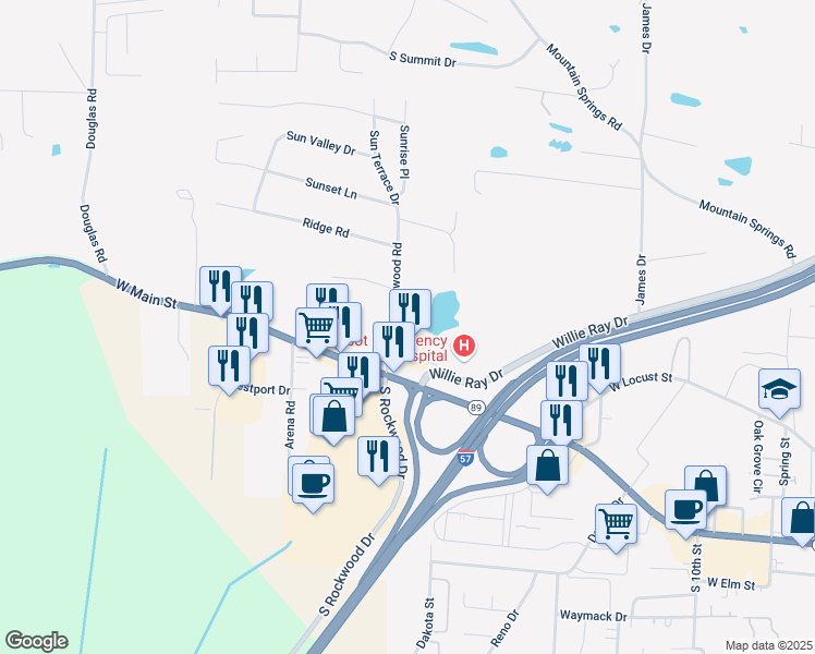 map of restaurants, bars, coffee shops, grocery stores, and more near 11 North Rockwood Road in Cabot