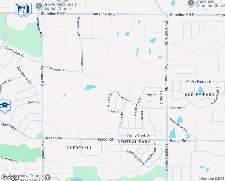 map of restaurants, bars, coffee shops, grocery stores, and more near 8389 Grayce Drive in Southaven