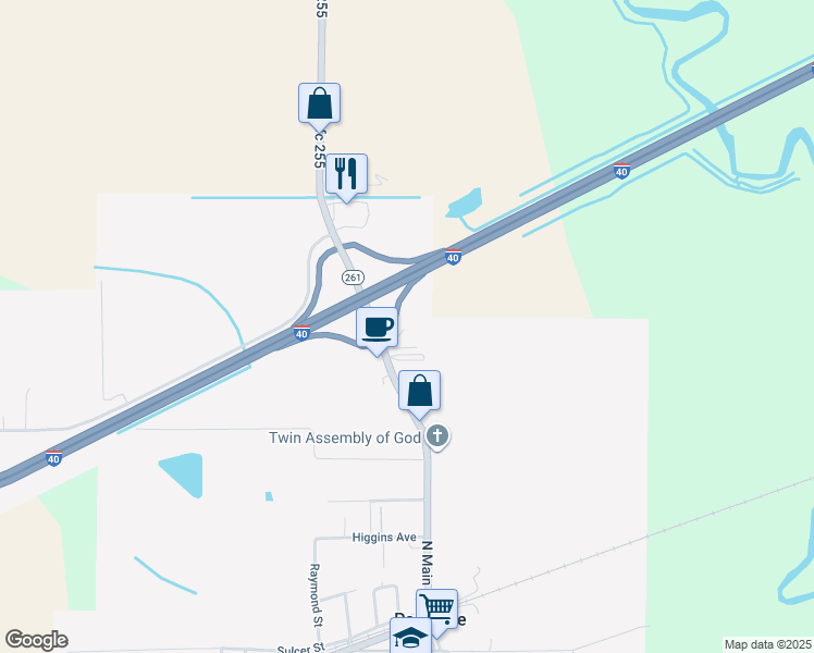 map of restaurants, bars, coffee shops, grocery stores, and more near 106 Lincoln Avenue in Palestine