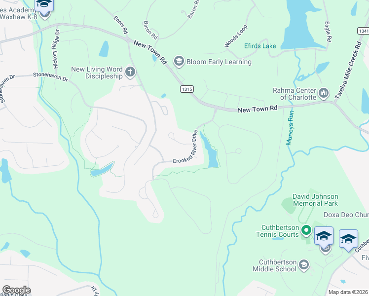 map of restaurants, bars, coffee shops, grocery stores, and more near 7605 Berryfield Court in Waxhaw