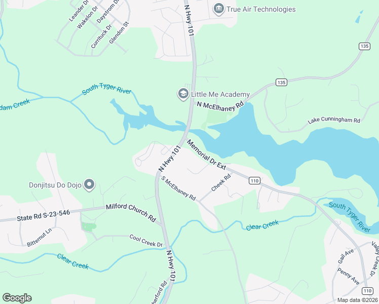 map of restaurants, bars, coffee shops, grocery stores, and more near 1835 Memorial Drive Extension in Greer